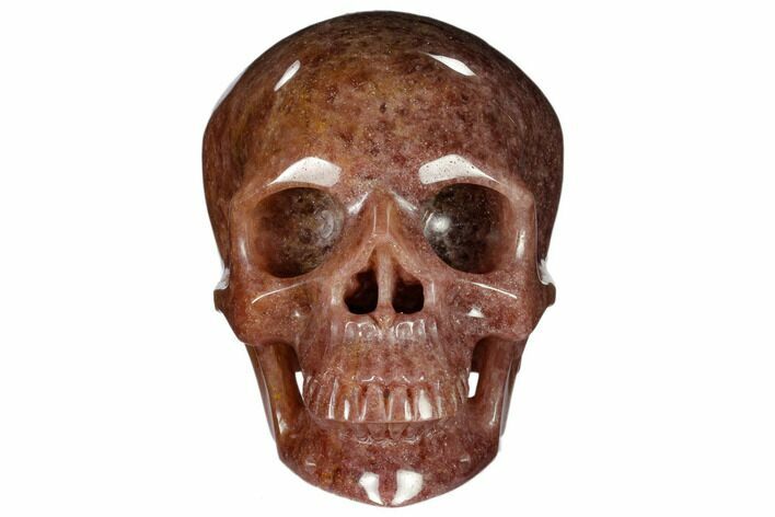 Realistic, Carved Strawberry Quartz Crystal Skull #116349
